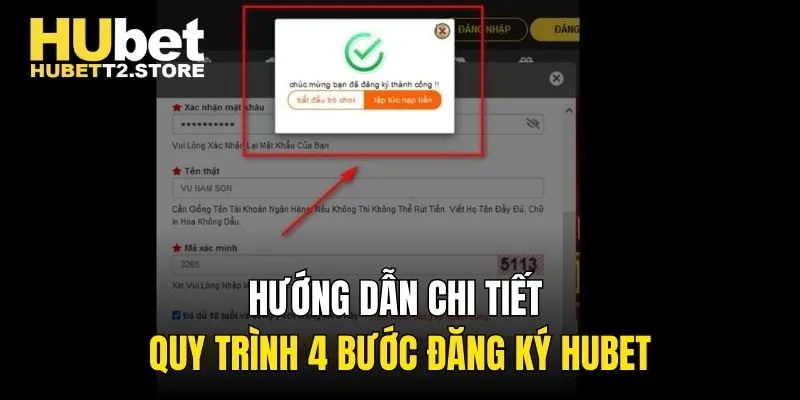 Hướng dẫn chi tiết quy trình 4 bước đăng ký Hubet